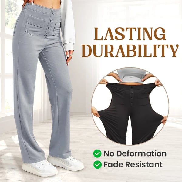 49% de réduction🔥Haute élasticité - Pantalon décontracté taille haute à jambe droite