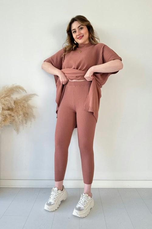 ✨Nouveau best-seller✨Ensemble deux pièces en tricot extensible pour femme (haut + pantalon)