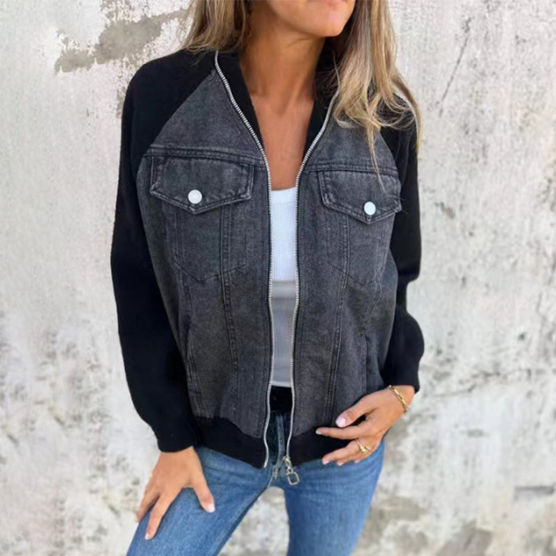 🌸 2024 Promotion automne 🌸Veste en denim à fermeture éclair pour femme