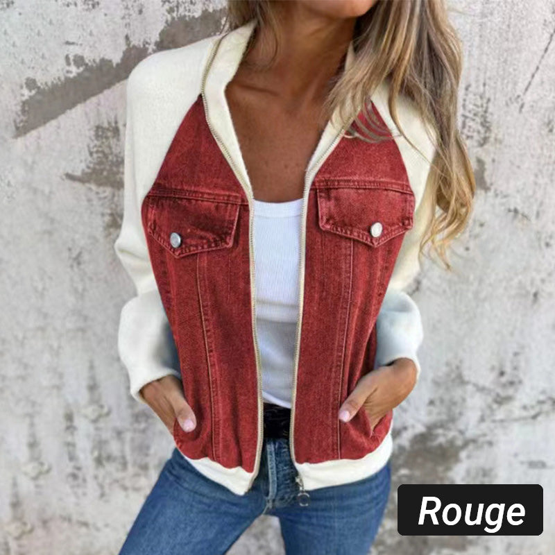 🌸 2024 Promotion automne 🌸Veste en denim à fermeture éclair pour femme